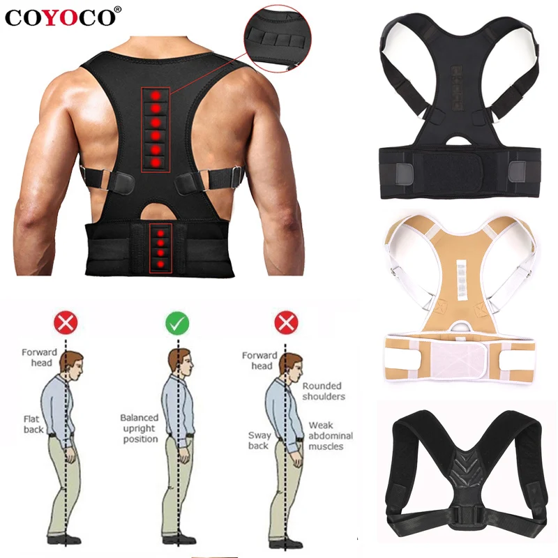 

COYOCO Adjust Magnetic Shoulder Back Support Belt Therapy Posture Corrector Black Man and Women Shoulder Posture Supports Belt