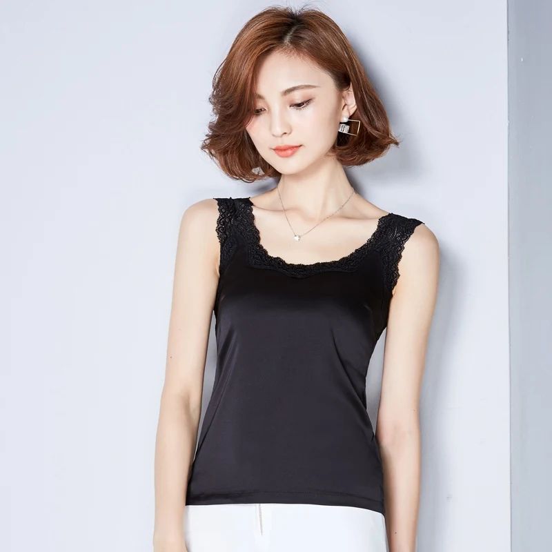 Женские сексуальные сплошные кружевные лоскутные Топы на бретельках шелковые