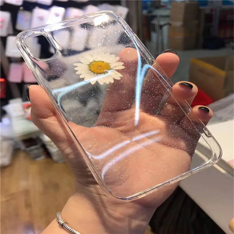 Flash Epoxy New Products For Iphone 66S 6P 78 78plus Xxs Xr Xsmax Dry Flower Transparent Fashion Drop Protection Cover |