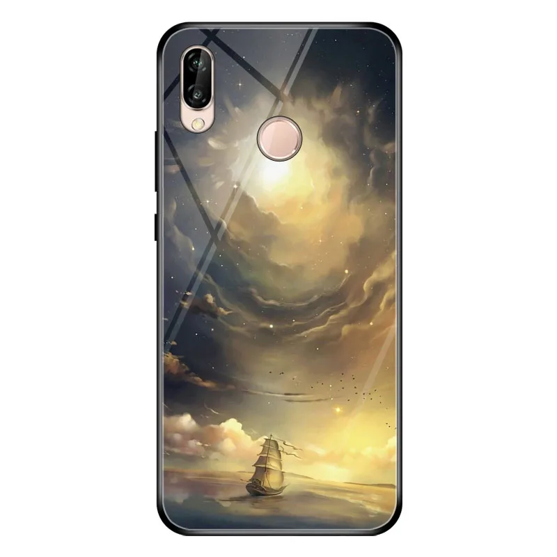 Huawei P20 Lite чехол закаленное Стекло мягкий TPU бампер жесткая накладка на заднюю