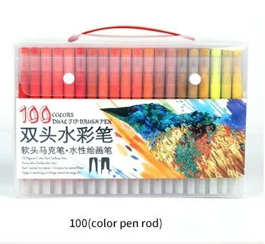 100 Colors 12/24/36/48/60/80/100 Цвета тонко пишущие рисования акварельные маркеры двойной наконечник кисть для бизнес планирования школьные принадлежности канцелярские товары - Цвет: 100 Colors