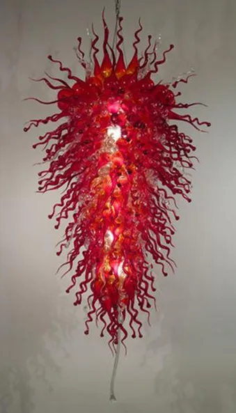 

LR356-Modern Hotel Decorative Style Long Size Hand Blown Red Glass Art Murano Glass Chandelier Lighting