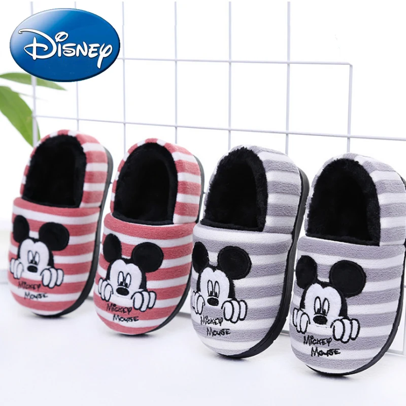 Disney/Новинка 2019 Детские хлопковые тапочки с Микки и Минни зимняя домашняя обувь