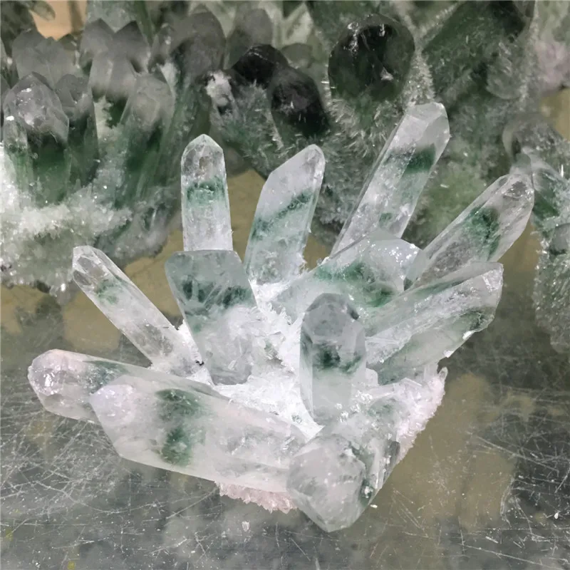Large size natural green ghost quartz crystal cluster healing crystals raw gemstone specimen for home&ampoffice decoration fengshui | Дом и