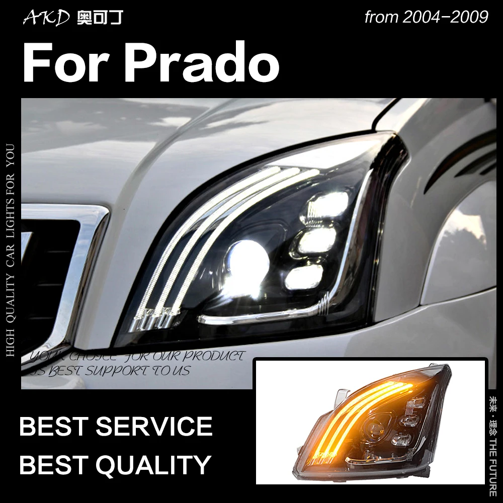 AKD автомобильный Стайлинг для Toyota Prado фара 2004-2009 LC2700 светодиодный фонарь DRL головной фонарь светодиодный Высокий Низкий Луч аксессуары