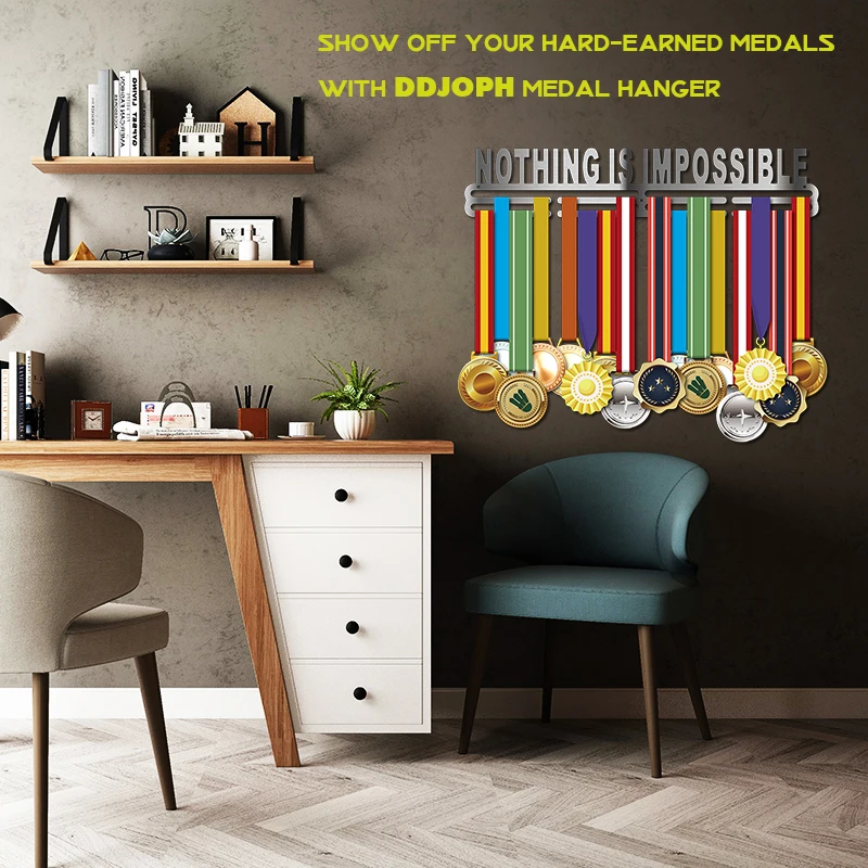 

Inspirational medal hanger Sport medal holder Medal display rack for 36+ medals 46cm L
