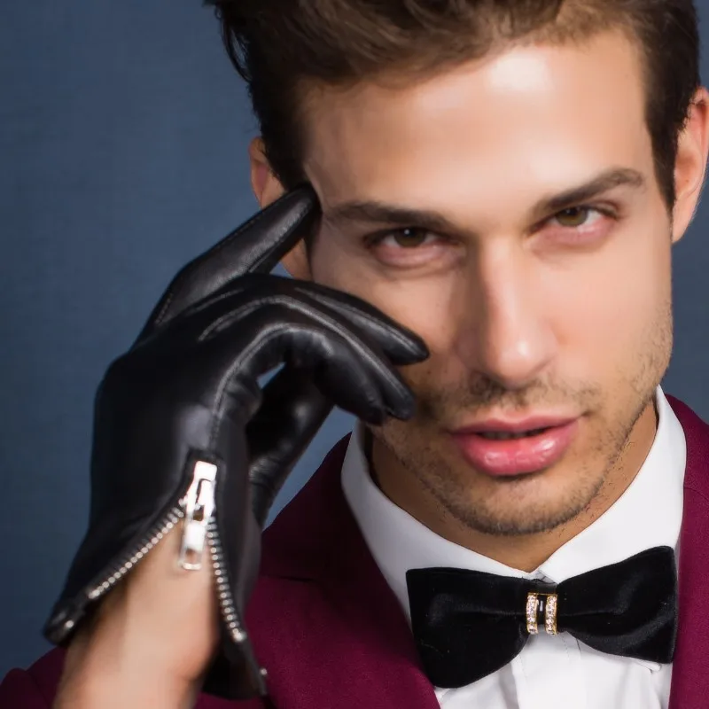 Перчатки мужские без подкладки Натуральная овечья кожа сенсорный экран теплые