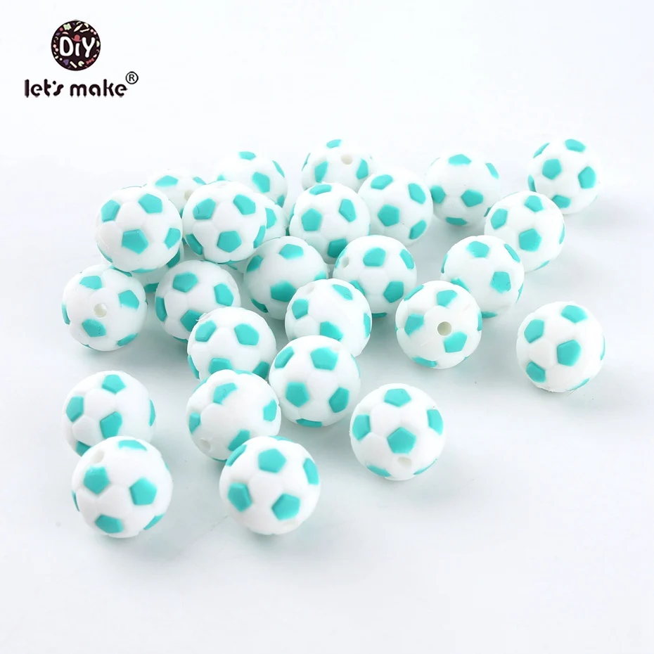 Давайте сделаем силиконовые футбольные 20 шт. без бисфенола, силиконовые прорезыватели, силиконовые жевательные бусины, поделки своими руками, аксессуары, кулон для кормления