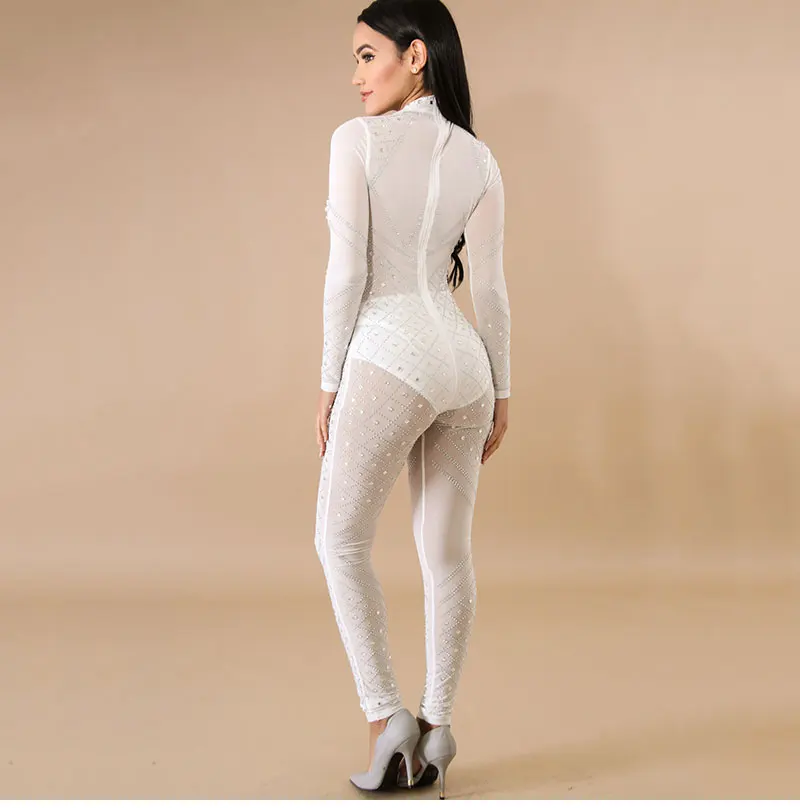 GACVGA блестящие Bodycon Комбинезоны для женщин Кристалл для пикантные алмаз перспектива День Рождения Праздновать