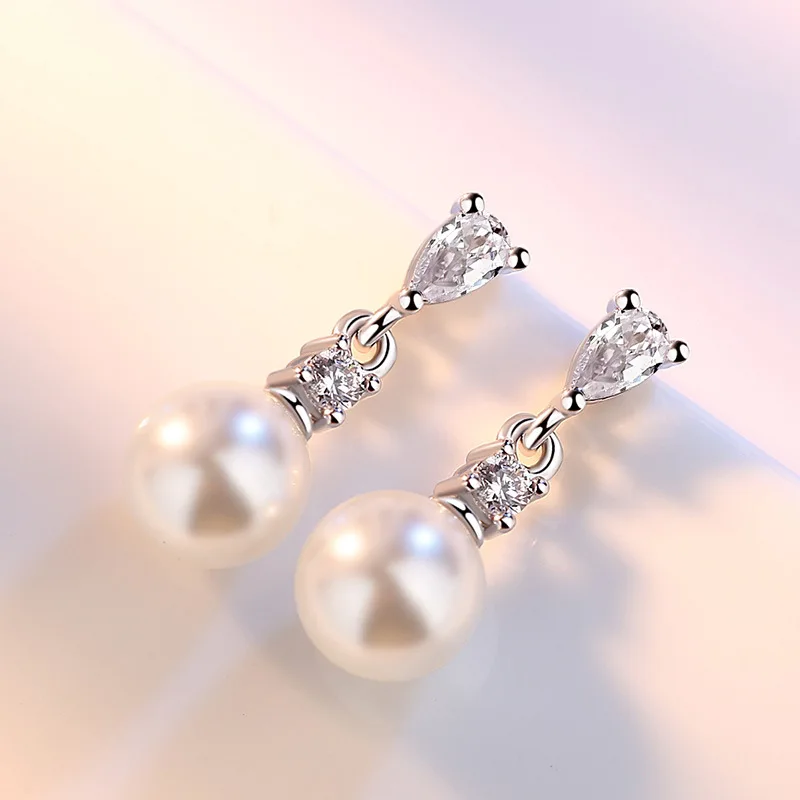 Женские серьги гвоздики из серебра 100% пробы с жемчугом| |