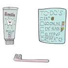 Мультяшная зубная щетка, зубная паста, фотоэлемент, милый Ежедневный список, значок, булавка, уникальные аксессуары, подарок