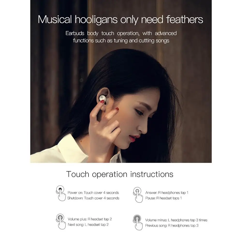 Сенсорный экран Управление Беспроводной гарнитура Bluetooth с зарядным устройством