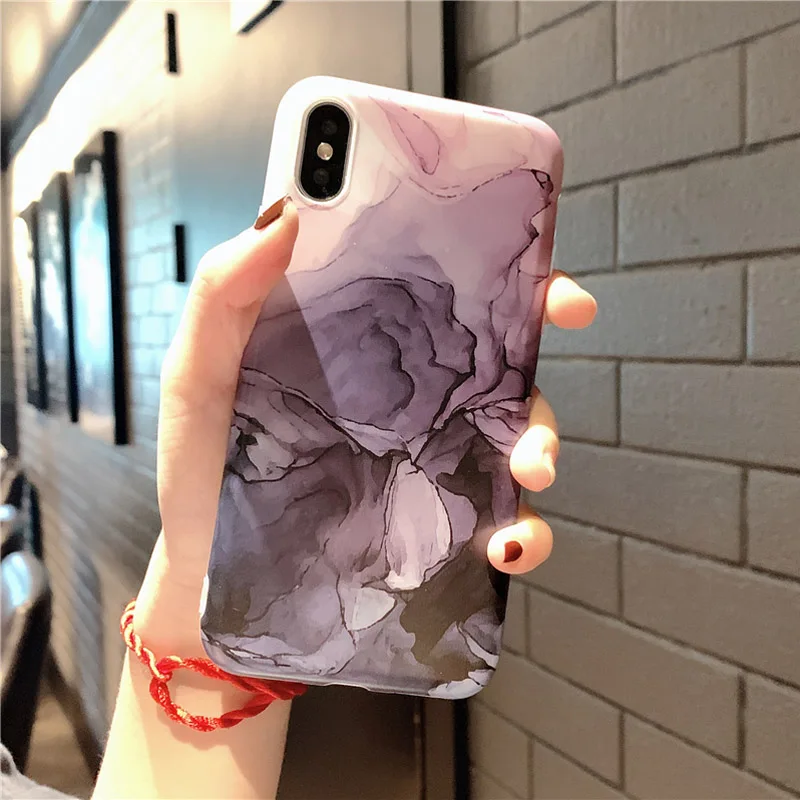Lovebay мраморный чехол для телефона для iPhone 6, 6s, 7, 8 Plus, X, XR, XS, Max, модный абстрактный художественный мягкий IMD чехол для iPhone X, чехол для телефона - Цвет: T4