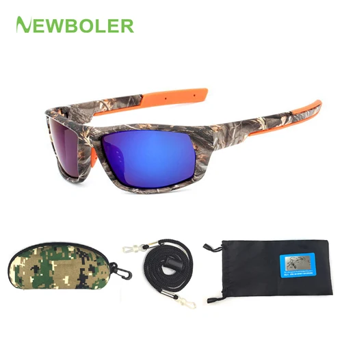 NEWBOLER, камуфляжные солнцезащитные очки, поляризационные, мужские очки для рыбалки, вождения, велоспорта, спортивные очки, oculos de sol, оборудование для рыбалки, очки - Цвет: Whit Box