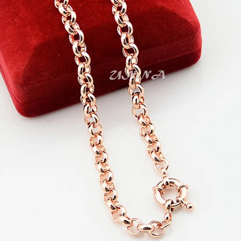 Ожерелье из звеньев Роло для мужчин и женщин модное ожерелье цепочек розового