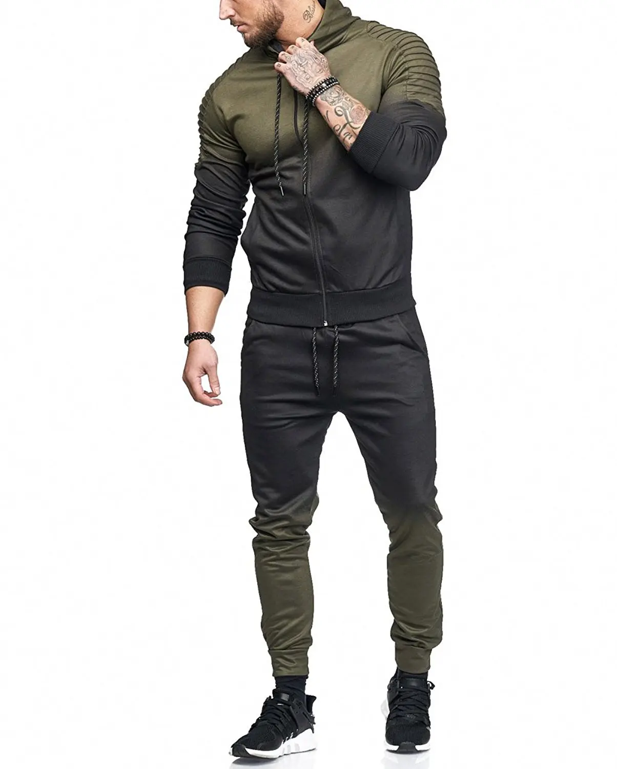

High quality Fashion Gyms fitness Men's Sets Sportswear Tracksuits Sets Men casual striped Hoodies+Pants casual Outwear Suits