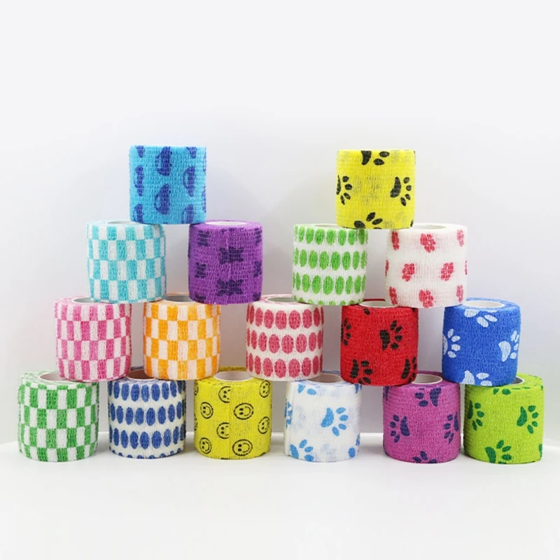 

Самоклеящаяся оберточная лента для домашних животных, гибкая мультяшная печатная аптечка 5 см x 4,5 м