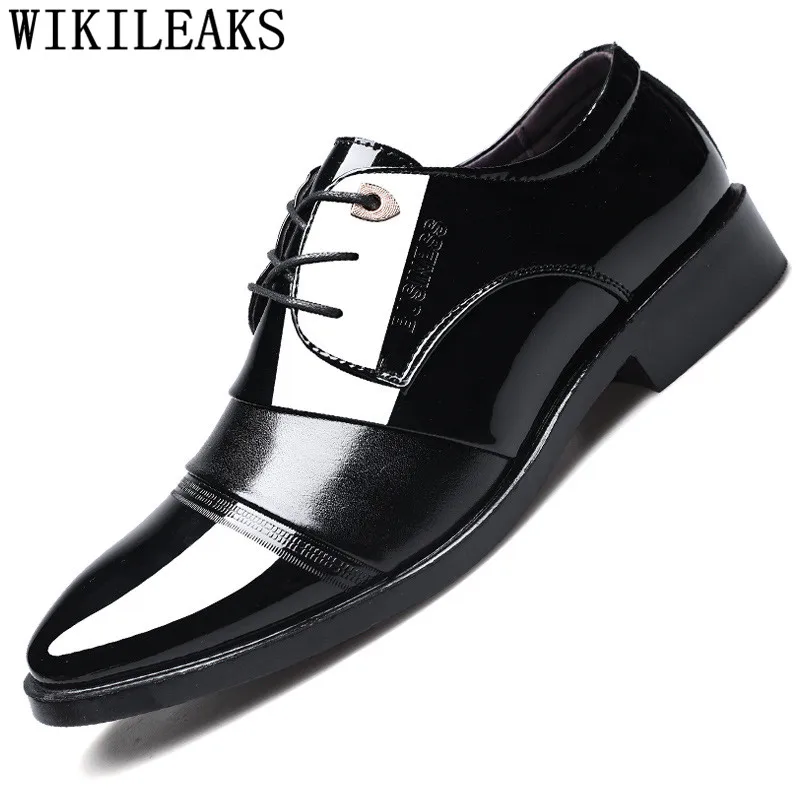

2022 Luxury Brand Mens Dress Shoes Patent Leather Italian Formal Dress Office Oxford Shoes For Men Sapato Social Masculino Couro
