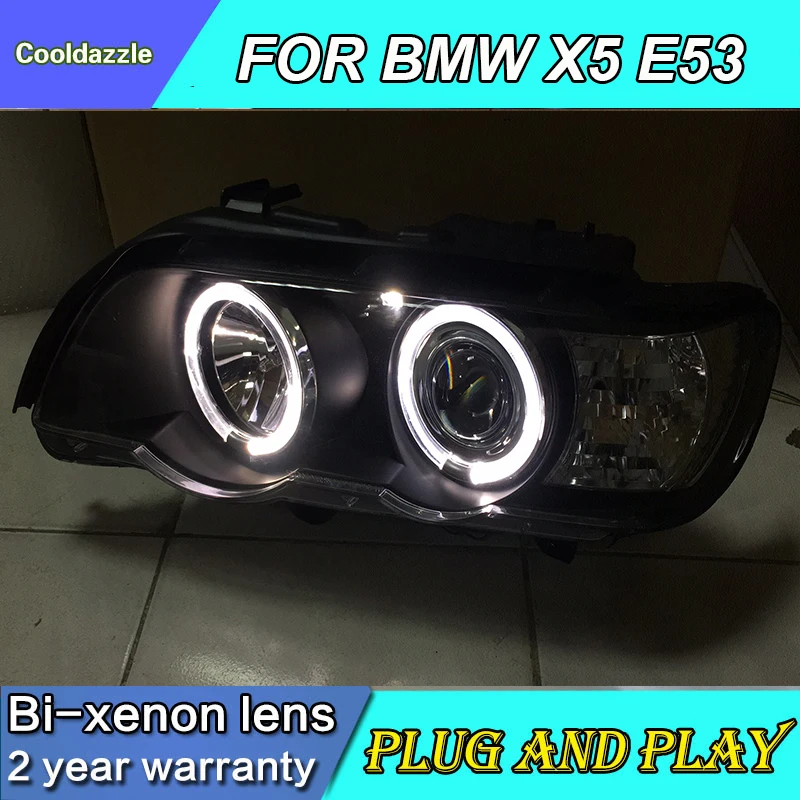 Для BMW X5 E53 светодиодные фары ангельские глазки 1999 2000 2001 2002 2003 года с комплектом HID