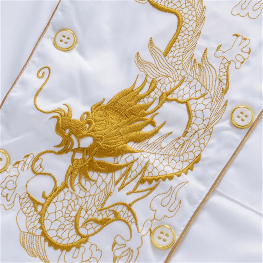 Мужская Рабочая одежда с коротким рукавом и вышивкой дракона|Пиджак поварской| |