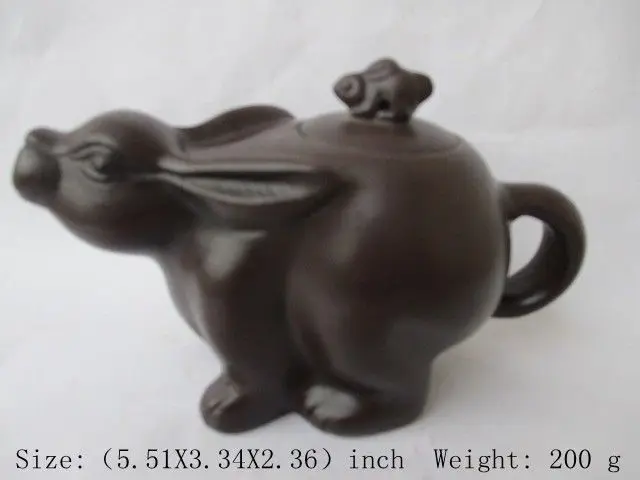 Изысканная интересная Древняя китайская глина Jingdezhen кролик чайник-скульптура |