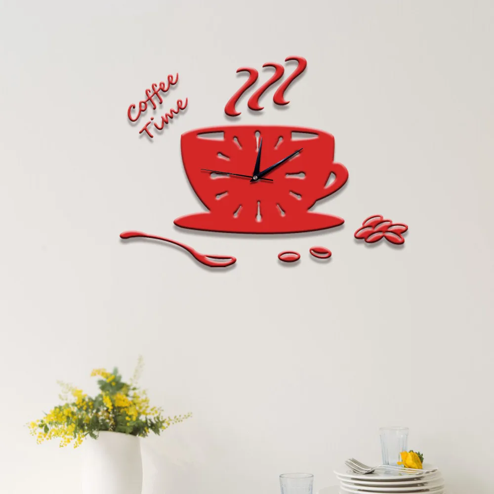 3D DIY акриловые зеркальные настенные часы современный кухонный домашний декор