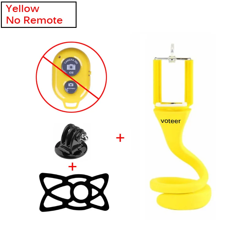 Monkeystick гибкая палка для селфи monkey stick Pod штатив монопод беспроводной держатель c Bluetooth для GoPro камеры телефона велосипеда - Цвет: Yellow No remote