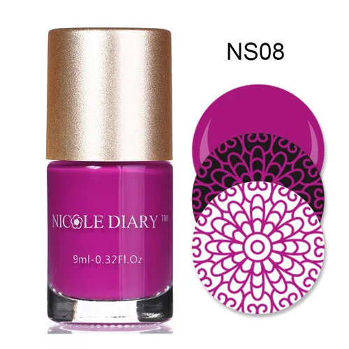 NICOLE DIARY, 9 мл, лак для ногтей, тиснение, базовый, золотой, белый, штамп, лак, лак для ногтей, 13 цветов, для рождественской печати, пластина - Цвет: 9ml 8