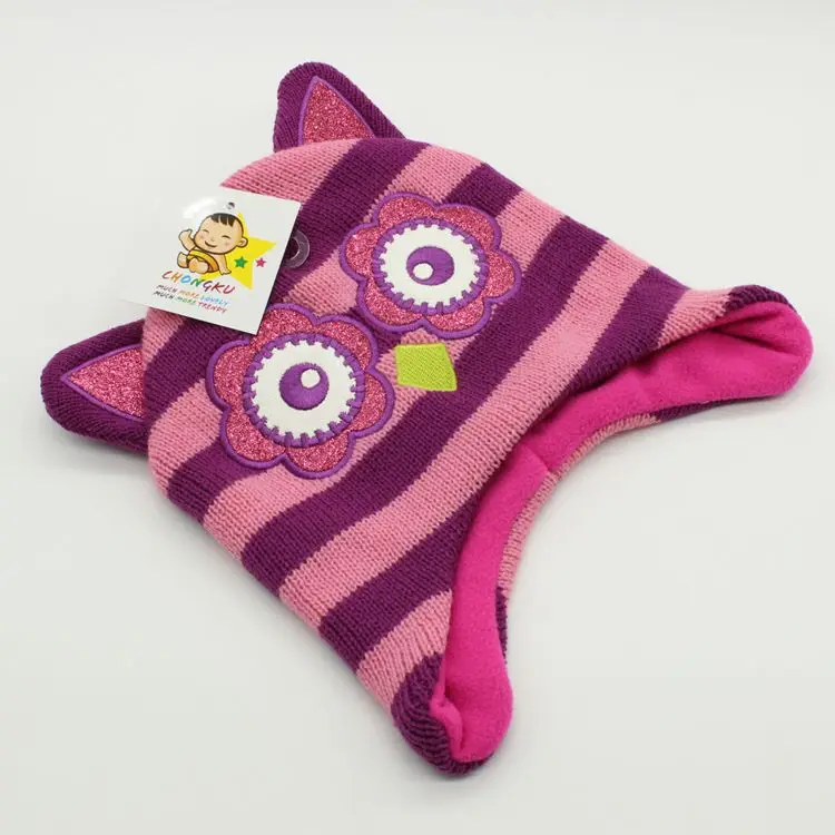 Вязаная хлопковая Шапка-бини с мультяшным аниме ночной совой плюшевая зимняя