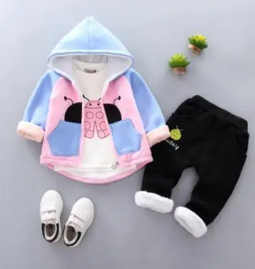 pink Детский комплект на молнии, коллекция года, зимние костюмы для малышей с кашемиром для детей возрастом до года, утепленная одежда для маленьких мальчиков и девочек, QHD079 - Цвет: pink