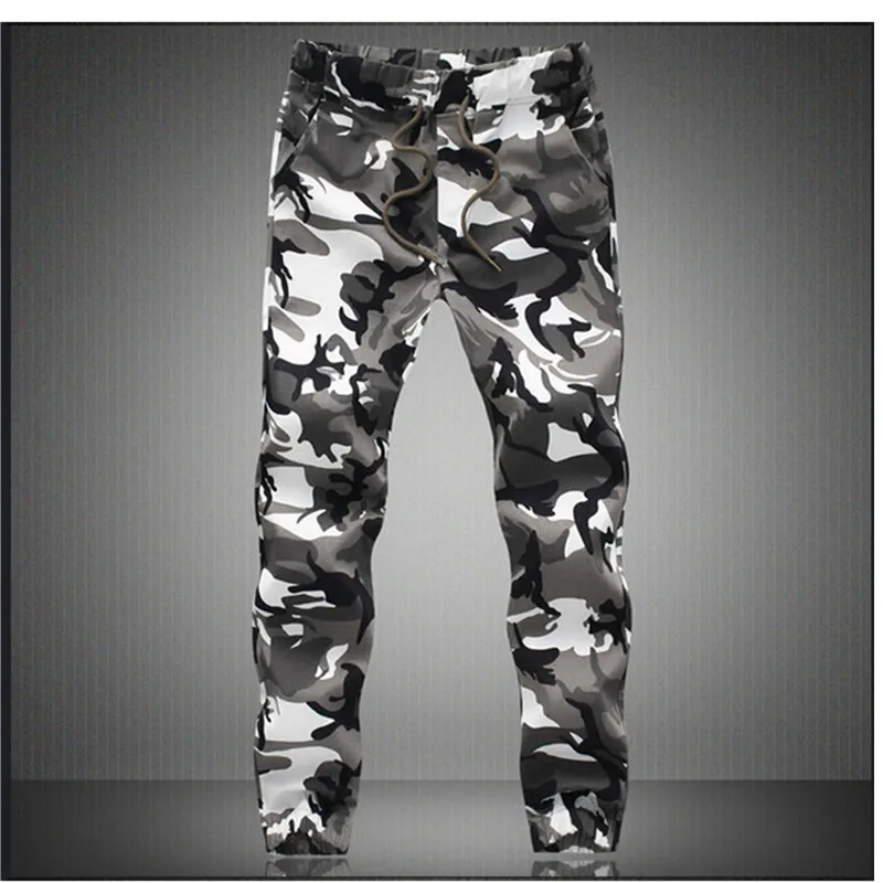 ASALI/Узкие брюки, мужские камуфляжные военные спортивные штаны, мужские осенние летние длинные спортивные брюки, мужские брюки-карго для бега - Цвет: WISH143 White
