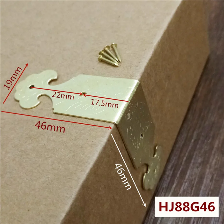 G46 60 шт. античный Угловой протектор, винтажная деревянная коробка для украшений, декоративные защитные пленки, чехол для ног, мебельная фурнитура, аксессуары - Цвет: G46