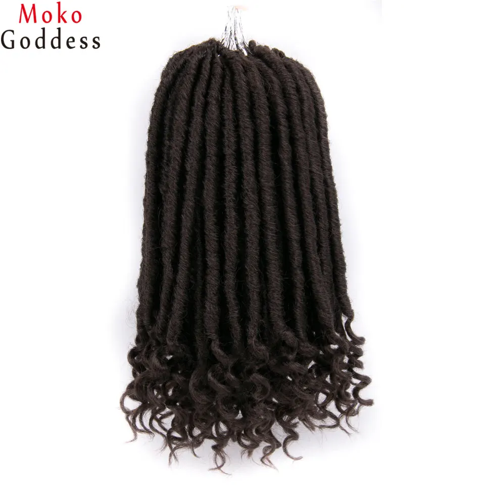 #4 MokoGoddess вязанные волосы для наращивания богиня Faux locs Curly вязанные косички синтетические волосы Омбре косички - Цвет: #4