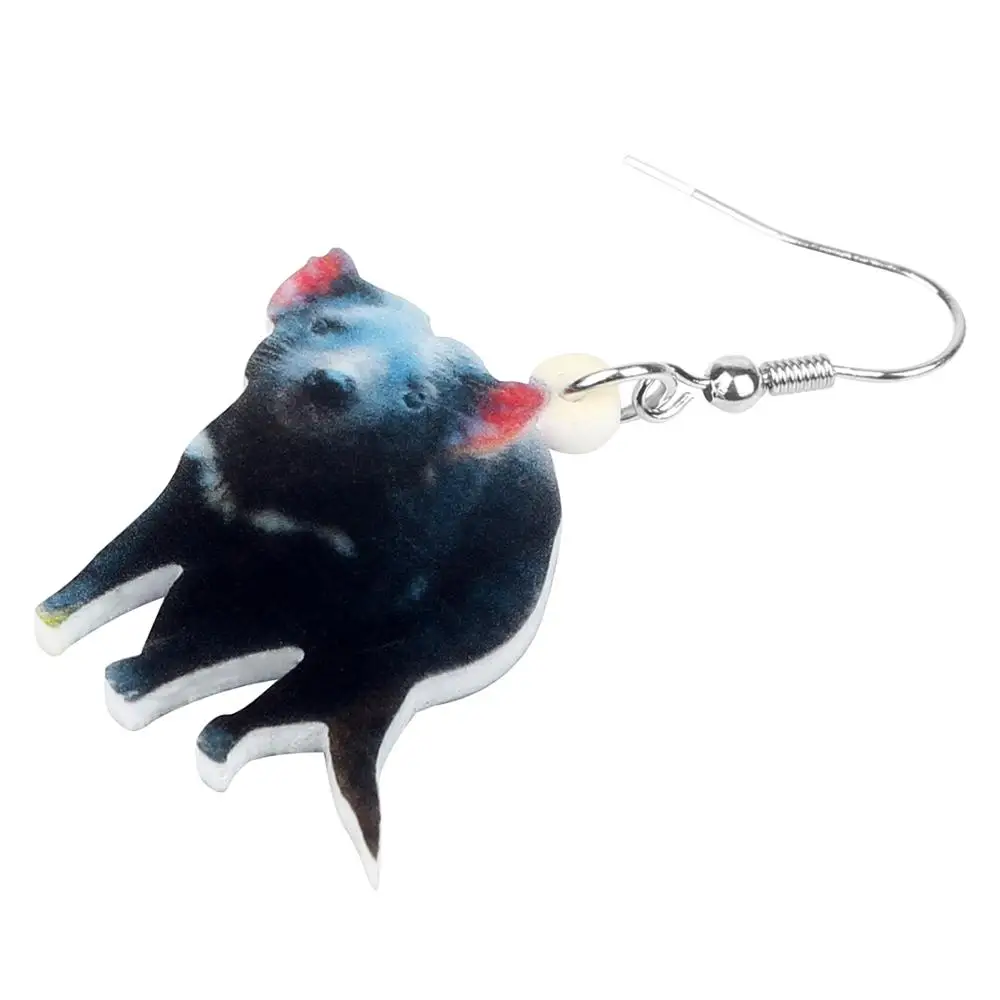WEVENI Acrylic Black Australian Tasmanian Devil Earrings Dangle Drop Fashion Animal Jewelry For Women Girls Lovers Charm Gift | Украшения и
