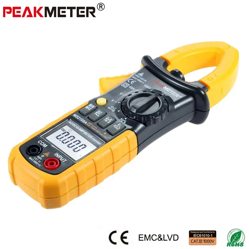 Официальный PEAKMETER PM2108A цифровой AC DC Клещи 4000 отсчетов Емкость Сопротивление частоты тестер земли мультиметр