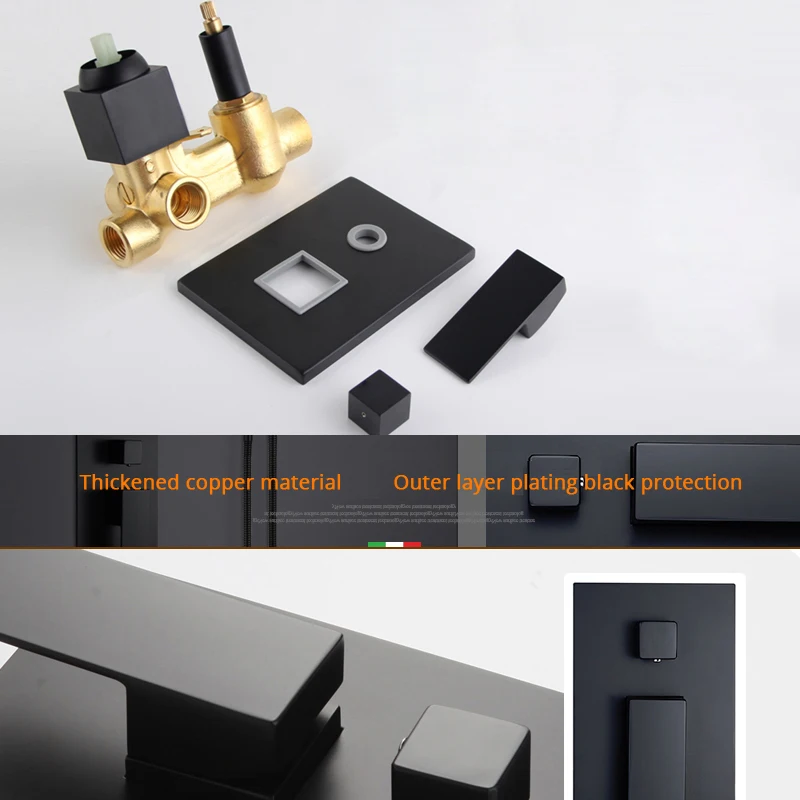 bakala black stainless steel in wall shower set rainfall bathroom shower faucet wall shower hot and cold mixer handheld spray free global shipping