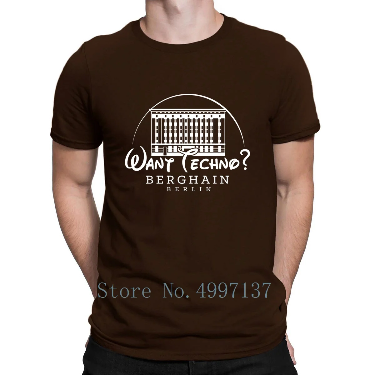 Want Techno Berghain, Берлинская футболка, фотографии, круглый воротник, дизайн, базовая натуральная футболка, весенне-осенняя рубашка - Цвет: coffee