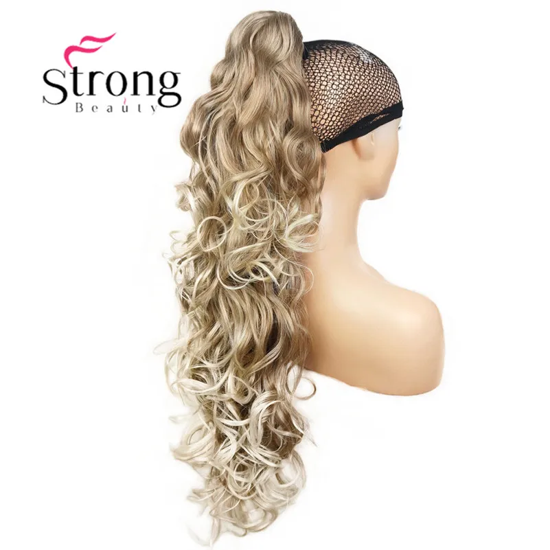 StrongBeauty, 32 дюйма, кудрявые синтетические накладные волосы на заколках, на завязках, конский хвост, синтетические накладные волосы, 270 г, с зажимом челюсти/когтя - Цвет: 15BT613