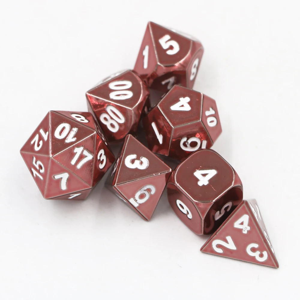IMDG 7 шт./компл. Творческий RPG игра в кости многогранник металлические игральные кубики DND электрофорез розовый цифровой игра в кости