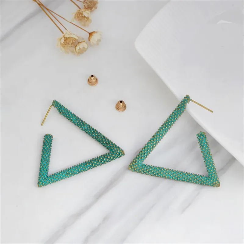 В стиле панк зеленый золотой цвет Boho Серьги Для Пирсинга Ушей для женщин летнее