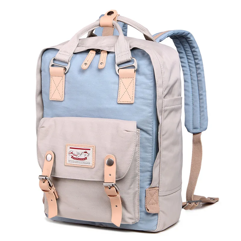 Light Blue Cream Новые модные женские холщовые рюкзаки ярких цветов, школьные сумки для девочек и мальчиков, повседневные дорожные сумки, рюкзак для ноутбука Mochila S062 - Цвет: Light Blue Cream