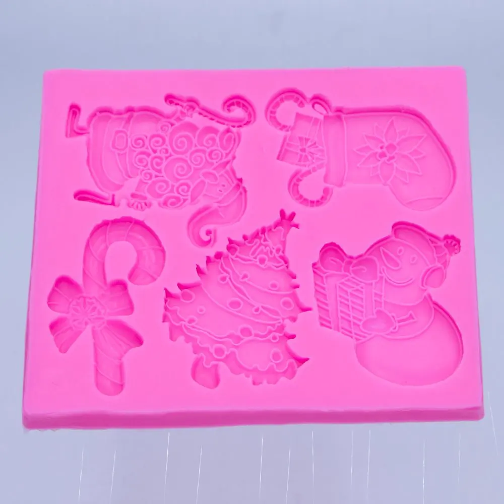 Рождественский снеговик костыли форма носков 3D помадка торт Силиконовая