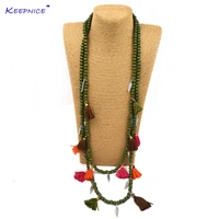 new bohemia boho woode beaded necklaces colorful tassel pendants layered long necklace multi layer statement necklaces