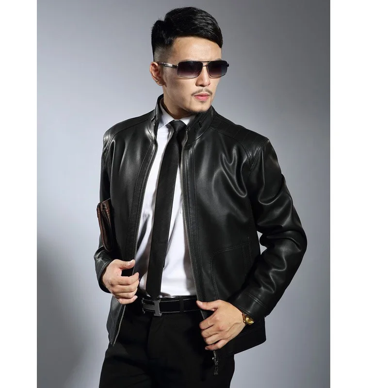 Мужская одежда осень зима 2019 теплая куртка из искусственной кожи Новые короткие