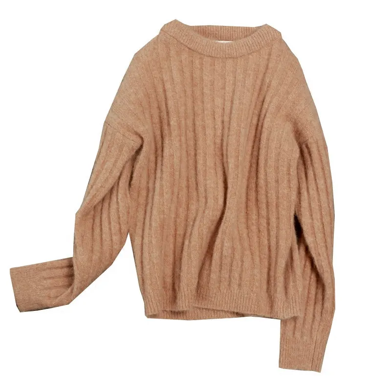 Autumn Winter Sweater Women O-Neck Pullover Mohair Pull Femme Hiver Thicken White Black Warm Jumper C5133 | Женская одежда