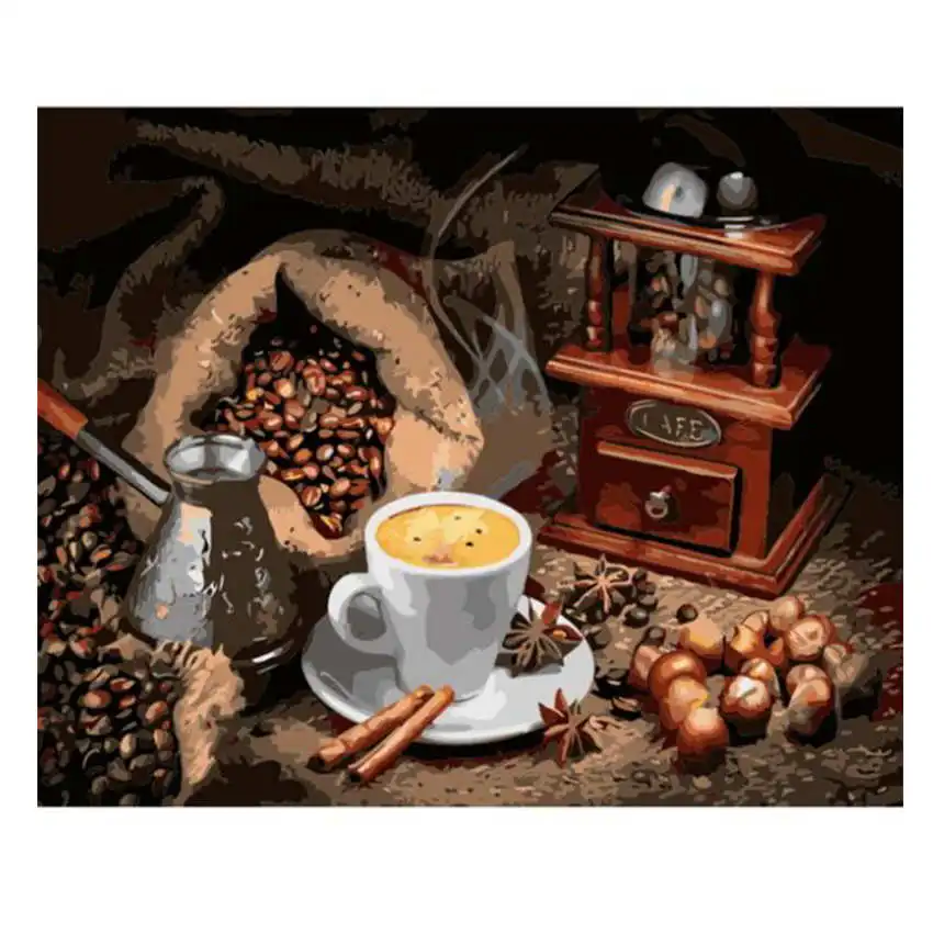 coffee painting Diy живопись по номерам, картины по номерам, настенные картины, чай время Женщины Цифровая живопись маслом - Цвет: coffee painting