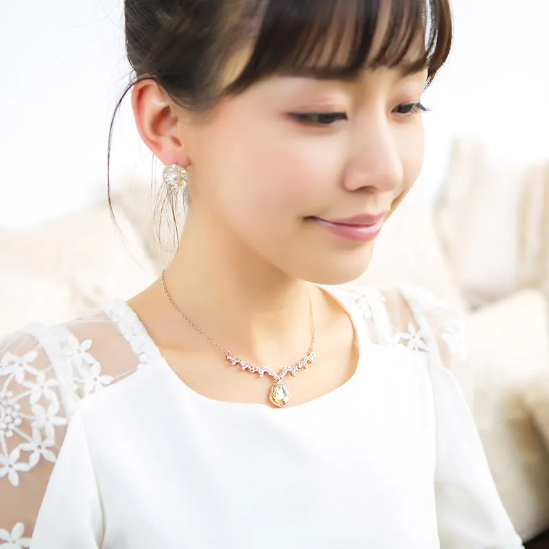 Ожерелья Neoglory золотого цвета шампанского ювелирные изделия для женщин подарок