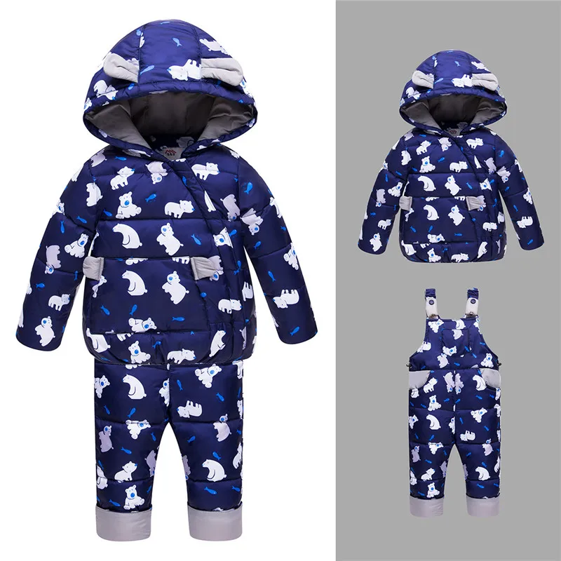 Девушка Snowsuit малышей лыжный комплект открытый зимний теплый костюм с капюшоном