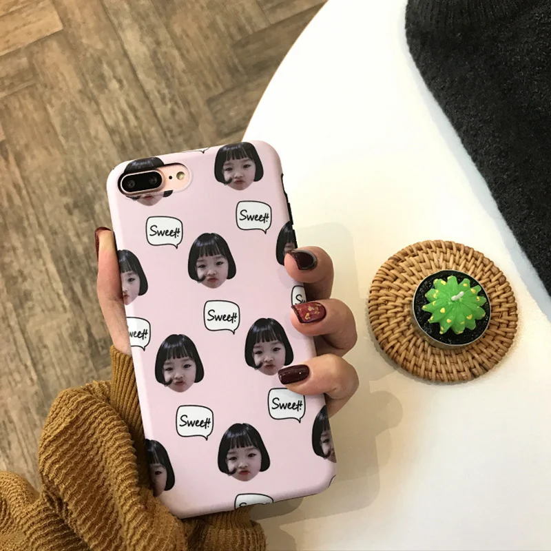 Симпатичные Корея Маленькая девочка выражение лица телефон Обложка для 6 S 7 Plus
