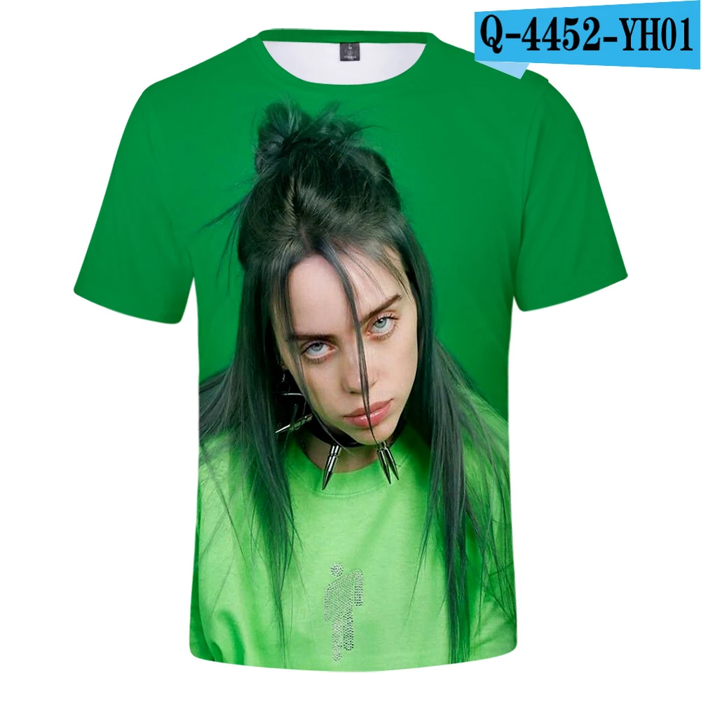 3D Billie Eilish, новинка, 3D футболка, для мужчин, летняя мода, хип-хоп, Harajuku, повседневная одежда, Billie Eilish, 3D, для девочек, желтая футболка - Цвет: 3D